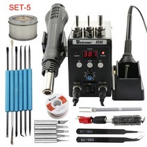 용접기신제품 블랙 8586 110V / 220V 760W ESD 납땜 인두 뜨거운 공기 용접 수리 도구 키트 열풍 총, 05 SET-5_01 220V EU Plug