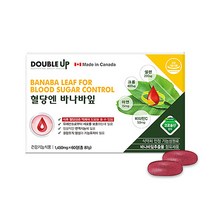 캐나다산 더블업 혈당엔바나바 60정 혈당 조절 억제 당케어 아연 셀렌 크롬 비타민 미네랄 2개월분영양제 바나바잎 추출물 분말 가루 캡슐, 1개, 60정(2개월)