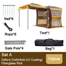 트레일러텐트 자동 자동차 후면 캠핑 여행 SUV 다기능 천막 가족 자기 운전 여행을위한 야외, Set A Yellow