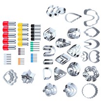 GHSHOP DIY 베이킹을 만드는 보석을 위한 89x 폴리머 클레이 커터 세트 기하학 원형 모양, 다양한 크기, 스테인레스 스틸, 여러 가지 빛깔의