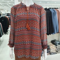 프렐린 에스닉 패턴 리본블라우스