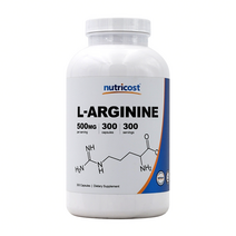 [Nutricost] 뉴트리코스트 L-아르기닌 500 mg 300 캡슐, 1개, 기본
