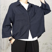 벅시루 여성 밀크 고방체크 뒷트임 언발 남방