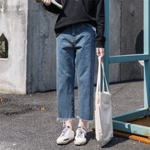 여성 와이드 청 데님 바지 통 팬츠 일자 캐주얼 봄 ABE03