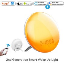 와이파이 스마트 웨이크 업 라이트 작업일 시계 일출/일몰 시뮬레이션 4 알람 Alexa 구글 홈 Tuya 앱 원격, CHINA, 01 Smart Alarm Clock