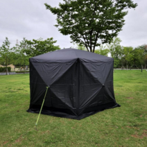 옥타텐트 육각쉘터 블랙 에디션 0998 360x360x180 대형 텐트, 검정색(본품+가림막5개)