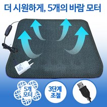 강력5팬 USB 차량용 사무실용 쿨링시트 쿨링방석 통풍시트 통풍방석 쿨방석 바람방석 선풍기방석 통풍, 엉시 쿨링시트
