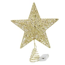 WJSHOP LED 크리스마스 트리 꼭대기 오각별 장식 소품(실버/골드/샴페인 골드/로즈 골드)(20cm/25cm), 20cm 골드, 철