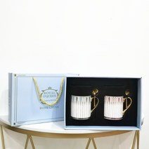 북유럽 스푼 뚜껑 머그잔 법랑컵 뭉툭머그잔 홈카페 카페용품 머그컵 선물용, 노르딕클래식머그-더블-선물세트