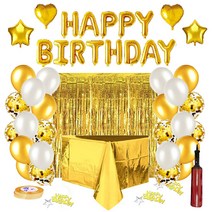 리빙노크 올인원 생일 파티 풍선 장식 세트 + 손펌프, 골드