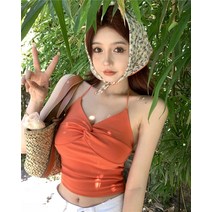 여름끈나시 목걸이 캐미솔 여성의류 디자인감각 보이핏 볼륨 걸스 브이넥 스키니핏 핏아우터 이너웨어 상의 4693955201