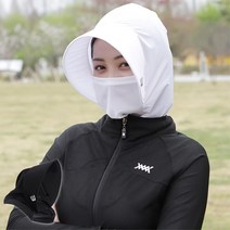 필드 자외선 완벽 차단 라운딩 후드 썬캡 골프장필드캡모자 파3 겨울 여자, FREE, 블랙
