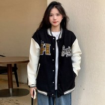 여성야구점퍼 아우터 봄 야상 Deeptown 대표팀 야구 자켓 여성 특대 유니폼 스트릿웨어 의류