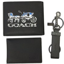 COACH Boxed 3 In 1 Wallet Gift Set With Horse And Carriage C7018 QB/Black/Gunmetal