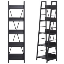베스트렉 코미어 슬림 5단 철제 책장, 블랙 / 블랙