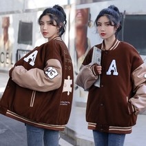 2156#빈티지브라운퍼즐자수자켓코트여캐주얼커플 야구복