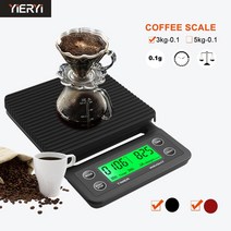 커피전자거을 핸드드립 타이머가있는 드립 저울 휴대용 전자 디지털 주방 저울 고정밀 전자, 블랙 5kg 0.1g
