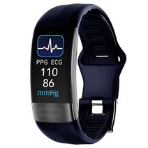 P11 플러스 ECG PPG 스마트 팔찌 혈압 심장 박동 모니터 밴드 피트니스 트래커 보수계 방수 스포츠 Smartband, 파란색