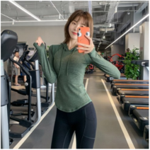 Ogfaour벨벳블라우스 헬스복 여성긴소매 스커트운동 상의 퀵드라이 T타이트한티셔츠 셀럽 날씬해보이는 모자달린 조깅운동 블라우스 요가 옷