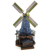 조립 만들기 3d 퍼즐 입체 키트 아이큐 금속 에펠탑 지구본 따서 메탈 장난감 큐브 DIY 3D 네덜란드 풍차 등대 어린이용 12 세 이상 다채로운 색상 직소 상자, 없음, DutchWindmill-색상