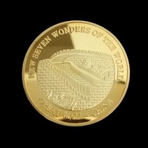 외국동전 7대 불가사의의 금도금 기념 메달 소장품 미술 행운의 금속 2007 희귀동전, 만리장성 중국