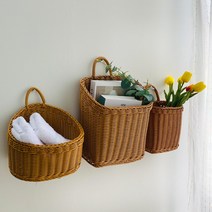 벽걸이 라탄바구니 수납 정리 채소바구니, A타입_25X37