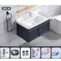 서랍형 세면대 세면장 간이 일체형 욕실 하부장 상부장 20종, 80CM세면대+하수관+수전세트개
