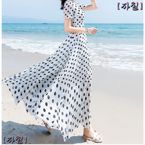 여름 화이트 블랙 레드 브이넥 도트 휴양지 원피스 땡땡이 롱 바캉스 룩 괌 몰디브 해외여행