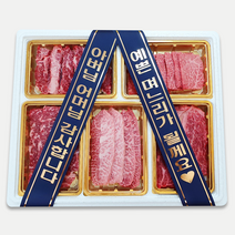 우마왕 한우 1++ 투뿔 구이용 명품 선물세트 리본메시지, 1kg, (오복)등심+채끝+살치+갈비살+부채살