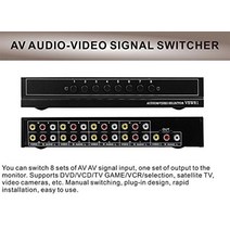 8 In 1 Out 3 케이블 박스 용 RCA AV 오디오 비디오 스플리터 앰프 DVD DVR 아날로그 TV 1x8 포트 스플리터 컴포지트 3 Rca Av 비디오 오디오 스위치 스위처 (8 인치 및 1 인치)