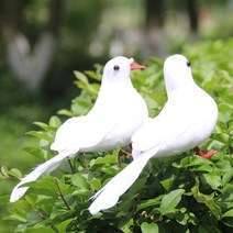 한소픈 비둘기 모형 인테리어용품 데코소품 미니어처 농장장식 웨딩장식 새모형, 한쌍