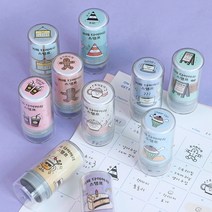 아이코닉 다이어리 스탬프 (다꾸 꾸미기 칭찬 캐릭터 만년 자동 도장), 09 집중