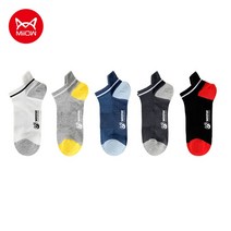 남자 스포츠 양말 MiiOW-5 켤레 여름용 코튼 남성 양말 로우 컷 발목 편안한 프린트 땀 컴프레셔 보트 세트, 01 MQL1A20068-1