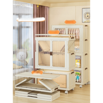 아기옷장 베이비장 이동식 바퀴 가정용 다목적 수납함, 접이식 옷장 PP 재질, 65CM폭 2단옷장 옷걸이10개