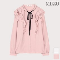 미쏘 배색 리본 포인트 셔링 블라우스 MIWBL9V26A