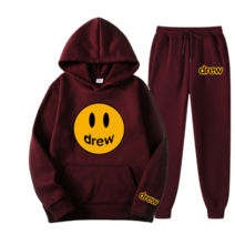 스웨트 남성 원턱 와이트팬츠 Drew-저스틴 비버 트레이닝복 후드 셔츠 + 바지 세트 남성용 조깅 스포츠 운