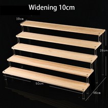 아크릴장식장 레고 호환전시장 Amiibo Funko 피규어 아크릴 라이저 디스플레이 선반 수집품 컵케익 화장품 보석 향수 정리 목재 스탠드, [42] 5 tier 50x10cm G