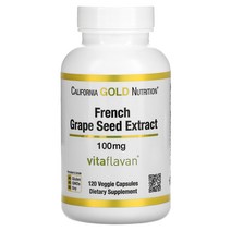 California Gold Nutrition 프랑스산 포도씨 추출물 VitaFlavan 항산화제 폴리페놀 100mg 베지 캡슐 120정