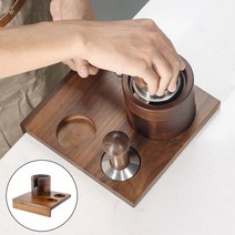 라떼판다 3-in-1 호두 커피 탬퍼 매트 홀더 미끄럼 방지 58mm 에스프레소 라떼, 없음