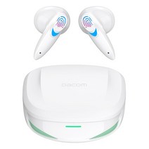 DACOM-G10 TWS 블루투스 5.2 이어버드 터치 컨트롤 진정한 무선 스테레오 스포츠 헤드폰 방수 20 시간 재생 AAC c타입, 01 WHITE