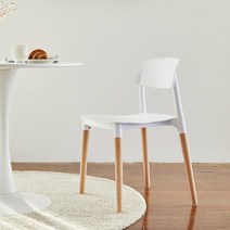 모던하우스 해운대 엘다 화이트 플라스틱 체어, 화이트+내추럴