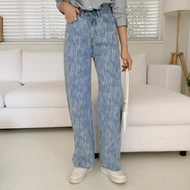 여자 빈티지 물나염 워싱진 순면 일자청바지 팬츠