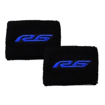 야마하 r6 yzf-r6 yzfr6 yzf r6s 오토바이 프론트 브레이크 리저버 양말 유체 오일 탱크 커버 시스 슬리브 amp 열쇠 고리 열쇠 고리, 2피스 양말-블루