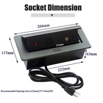 완속 가정용 전기미국 플러그 USB 충전 및 켜기 끄기 버튼 댐핑 느린 팝업 데스크탑 개폐식 전기 소켓 콘, 01 은_05 FR_01 1