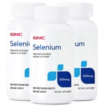GNC 셀레늄 200mcg 베지테리안 타블렛, 200정, 3개