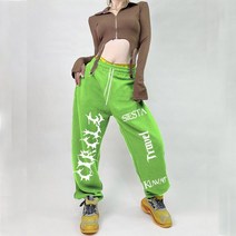 간지나는댄스걸 조거팬츠 방송댄스복스트리트 쿨 힙합 스포티 팬츠 여성 패션 스웨트 재즈 루즈 웨이스트
