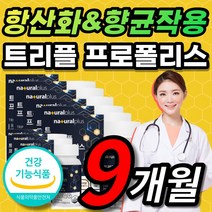 [민트향] 트리플 레드 그린 브라운 꿀벌 벌꿀 폴리폴리스 프로플러스 폴라폴리스 플라보노이드 프로폴리스 플로폴리스 프로폴리스 항산화 환절기 면역력 면역기능 식물성 츄어블 캡슐 추천, 9개월 / 60캡슐X9개 + 사은품