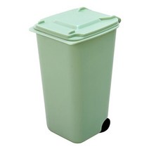 미니 쓰레기 수납 박스 4 색 데스크탑 귀여운 쓰레기통 롤 스윙 뚜껑 작은 가위 연필 종, 03 green