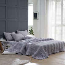 정원 꽃자수 피그먼트 스프레드 침구세트(SS) by효재, 그레이