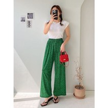 찰랑 호피 주름 플리츠 밴딩 와이드 팬츠 시원한 통 바지 4컬러